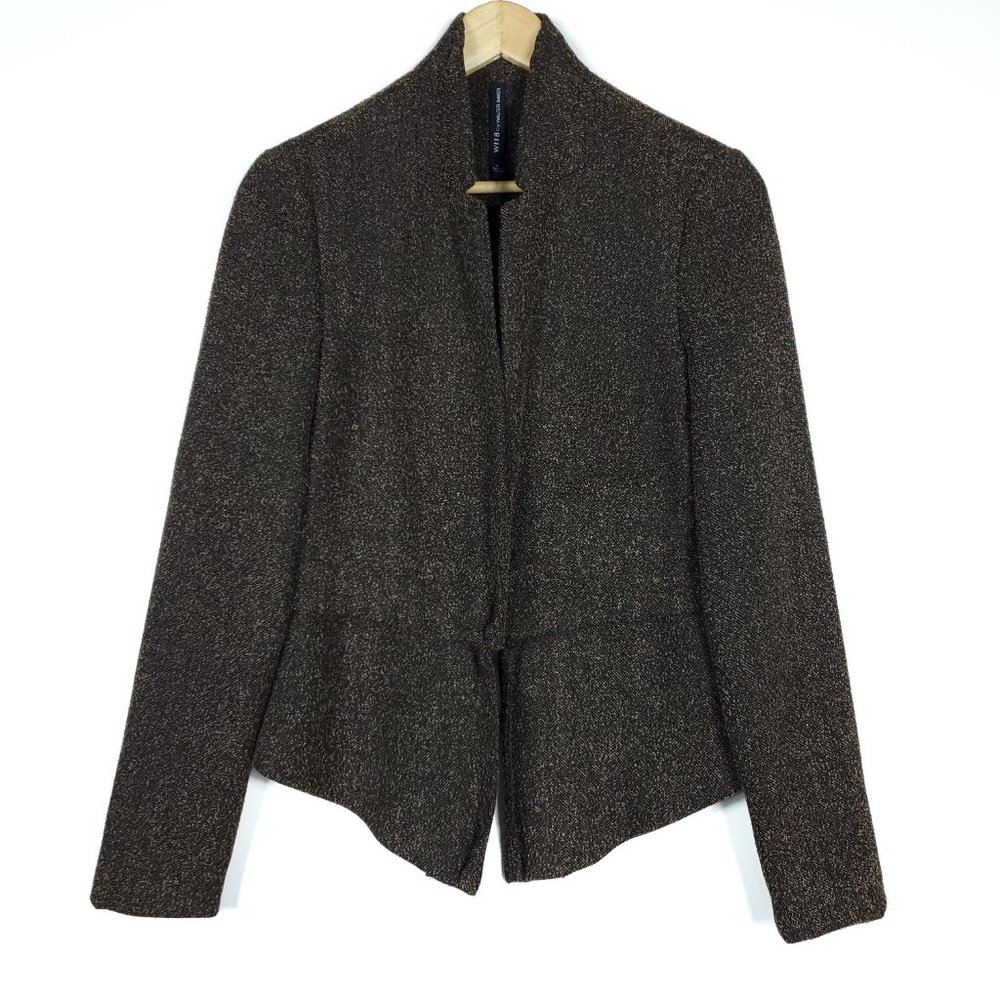 W118 by Walter Baker Womens Blazer Sweater Small Brown Black Knit Layering Top